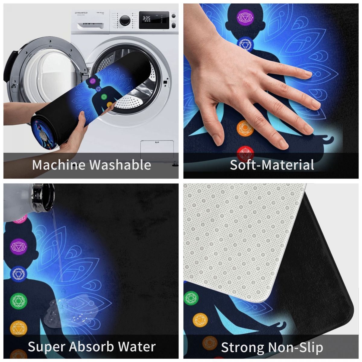 Badmat Yoga Meditatie Spirituele Decor Boeddha 3D Tapijt Tapijt Deurmat Antislip Entree Woonkamer Thuis Keuken Water olie Proof