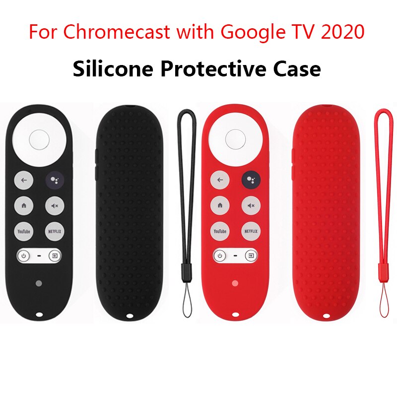 Cubierta protectora de silicona para Chromecast, funda de silicona a prueba de golpes para Google TV, control remoto por voz, antipérdida, colores brillantes