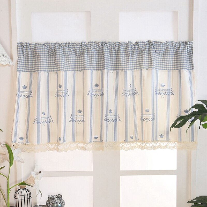 Bedroom Bay Window Curtains Pastoral Style Short Curtain for Kitchen Living Room Divided Panel Home Cabinet Door Drapes: A Short Curtain / 90X90CM