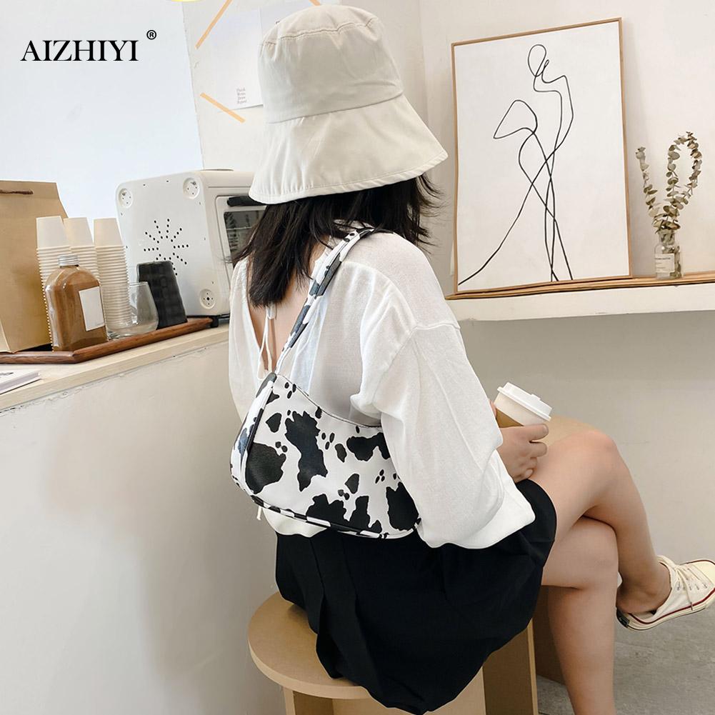 Cow Milk Print Women Handbag Totes Female Casual Underarm Shoulder Bags Popular Simple Female Daily Bag