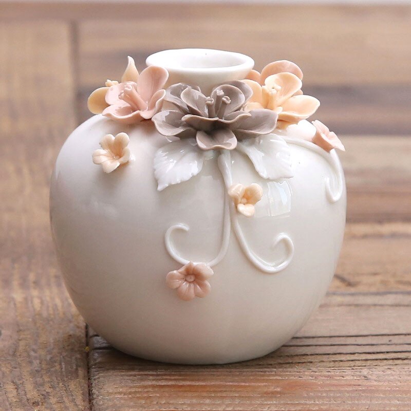 Handmade Art Collectibles Ceramic Flower Vases Small Porcelain Ornaments For Home Tabletop Kitchen Bathroom Vanity Decorations
