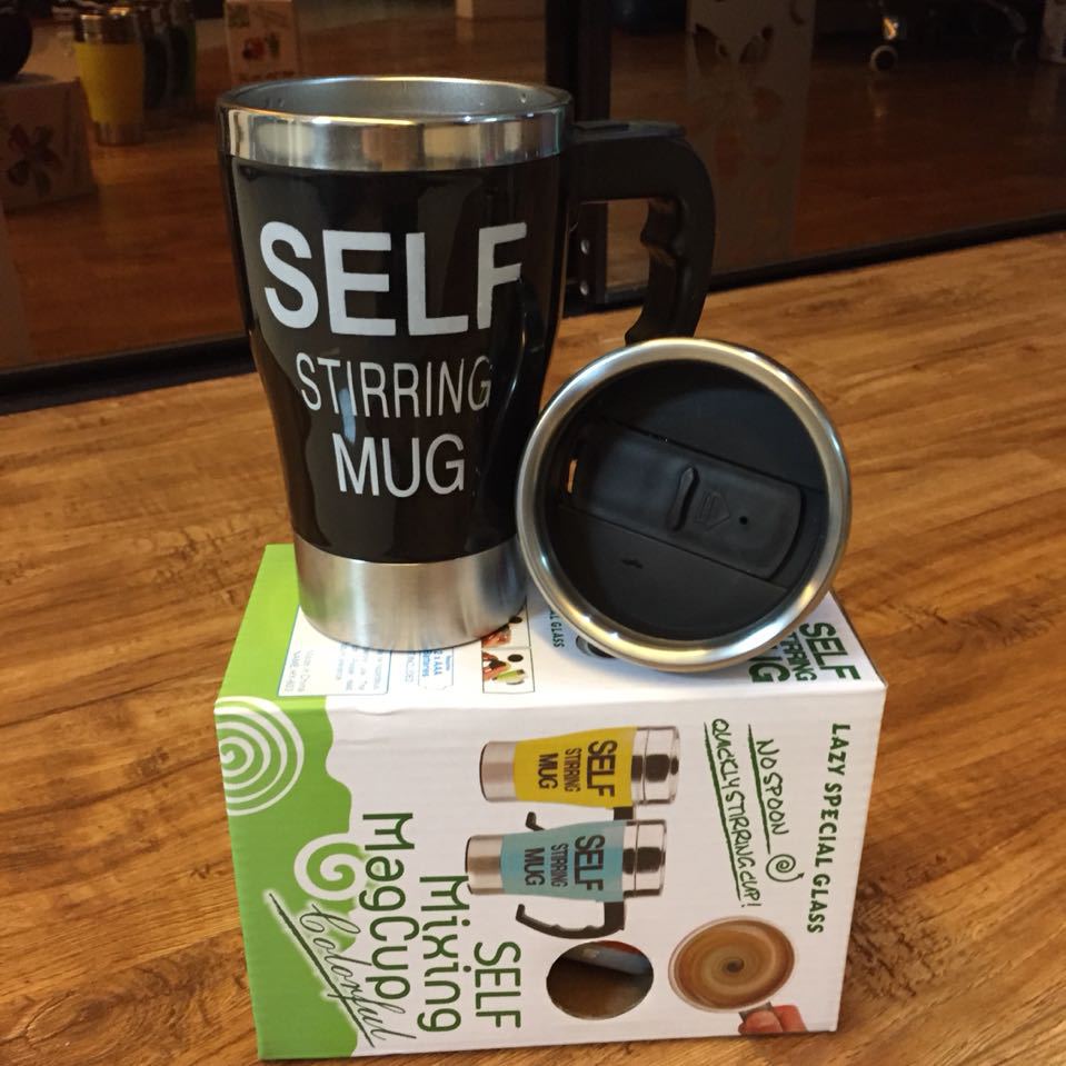 Stainless Lazy Self Stirring Mug Auto Mixing Tea Coffee Cup Handgrip 350ml Office Button Pressing Caneca Cups