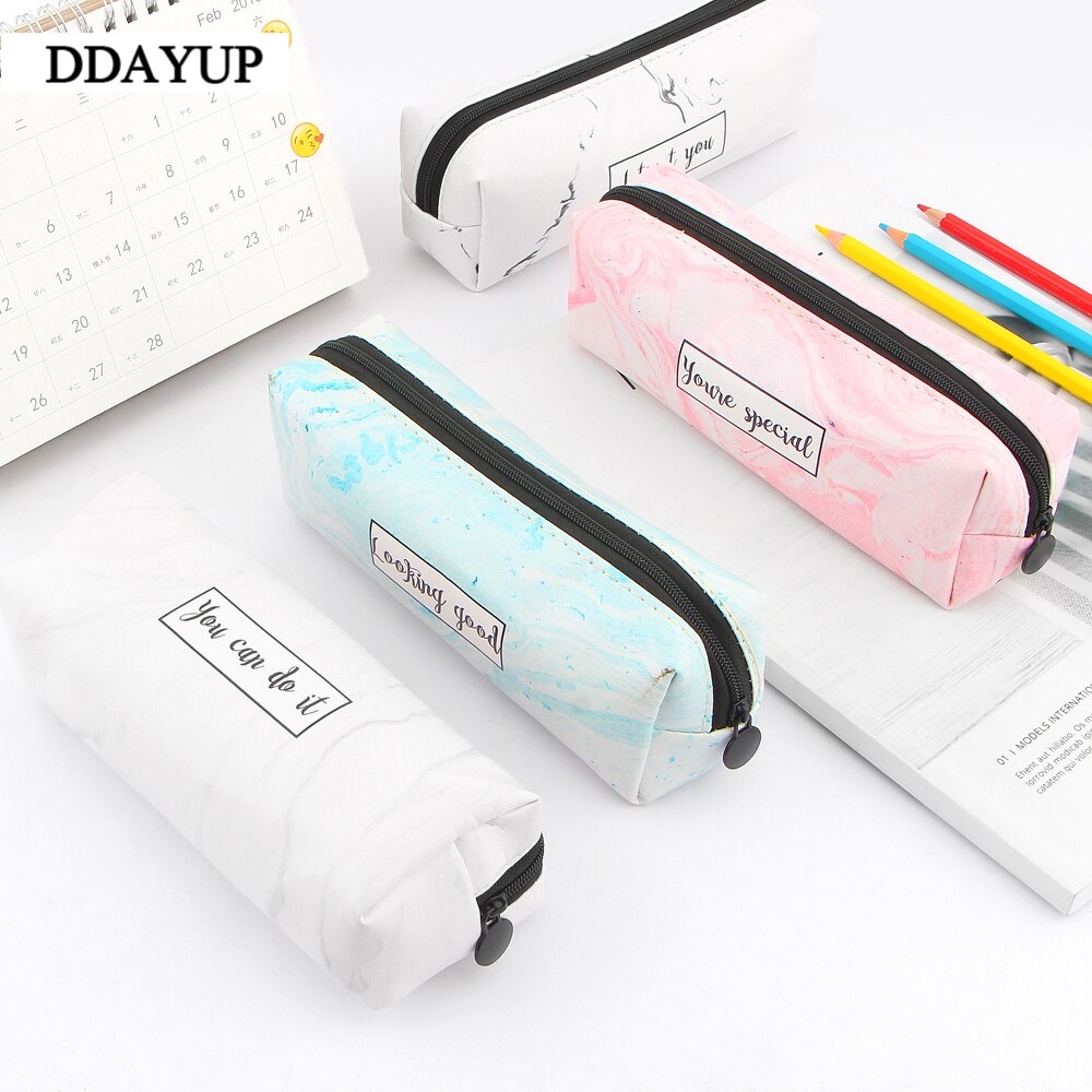 Marmurowy piórnik wzór skórzany pokrowiec na długopis piórnik piórnik robić artykułów piśmienniczych etui biurowe zaopatrzenie szkolne