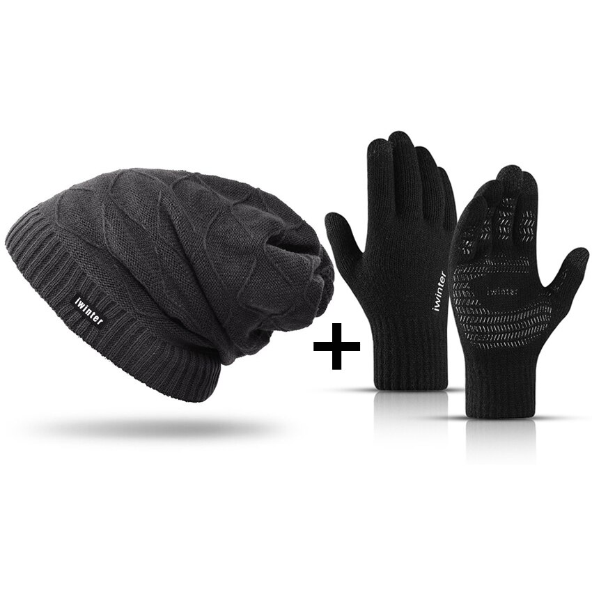 Vinter varme mænd handsker berøringsskærm vindtæt glidende elastiske handsker ridning skiløb fluff hudvenlige behagelige tykke handsker: Varm sæt a