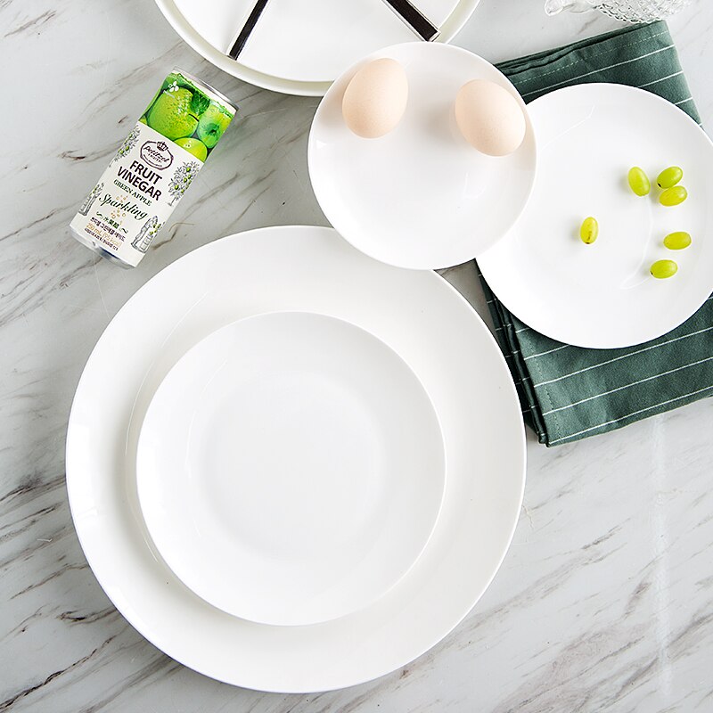 6 pulgadas, hueso blanco puro china breadfast bandeja, plato de porcelana para aperitivos y pasteles, plato de cerámica para alimentos, apto para microondas