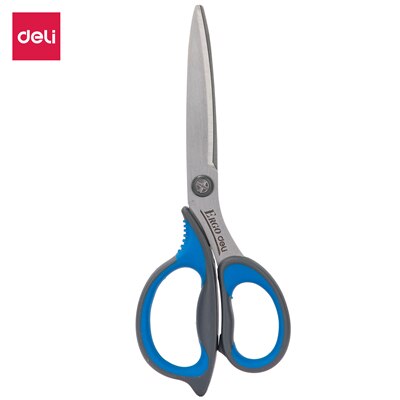 Deli-Tijeras de tacto suave E77760, 210mm, 8, 1/4 ", para el hogar, tijera de oficina, artesanía a mano, papelería, Corte fuerte: Azul