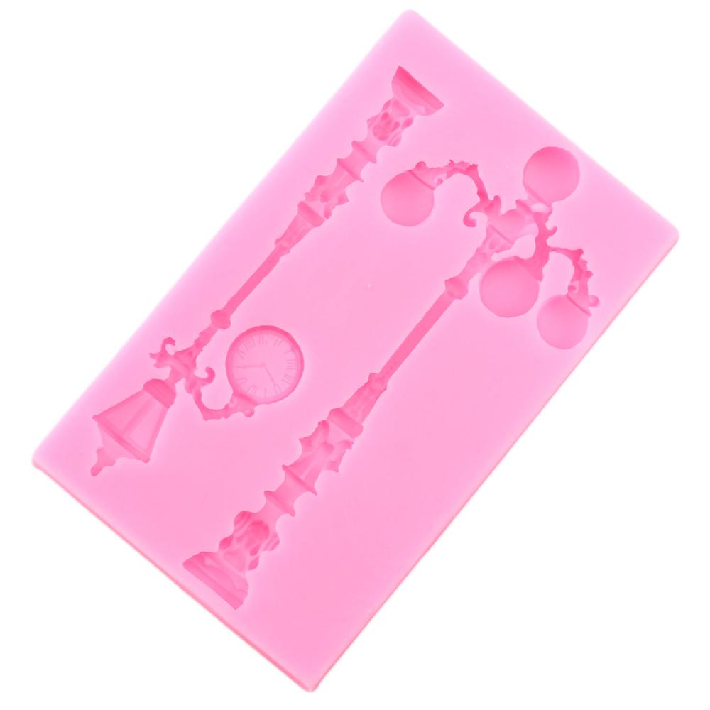 Molde de silicona de farola Vintage, molde de farola 3D para pastel, utensilios para decoración de tortas con fondant, moldes de pasta de goma de Chocolate