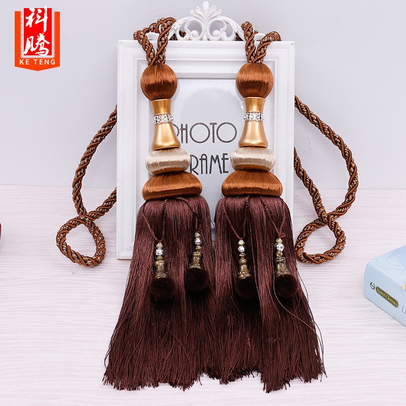 2 sztuk kurtyna akcesoria dekoracyjne kutas chwost uchwyt na zasłony wiszące kulki kurtyny pasek salon zasłony wiszące uchwyt na: ciemny kawa