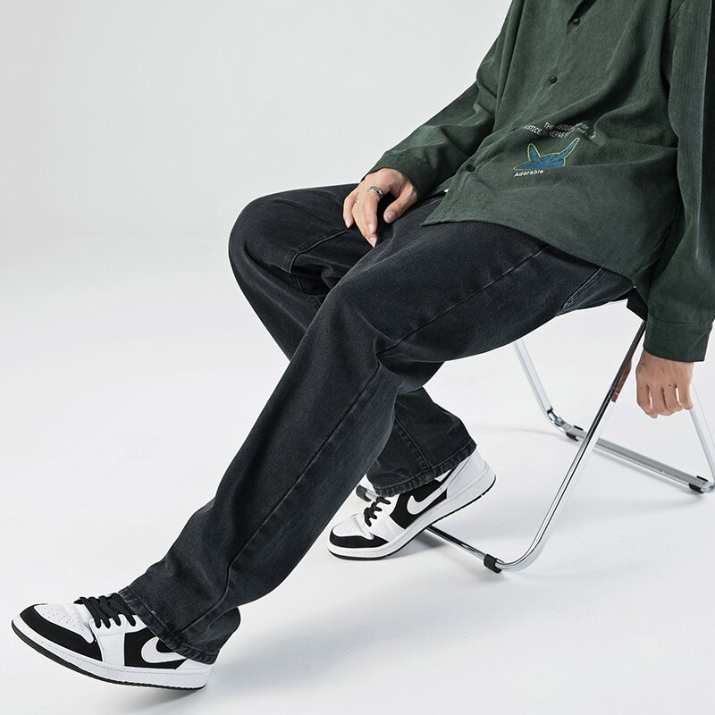 Pantalones vaqueros de un solo camino para hombre, , holgados, Hip-Hop, ropa informal japonesa, estilo coreano, azul