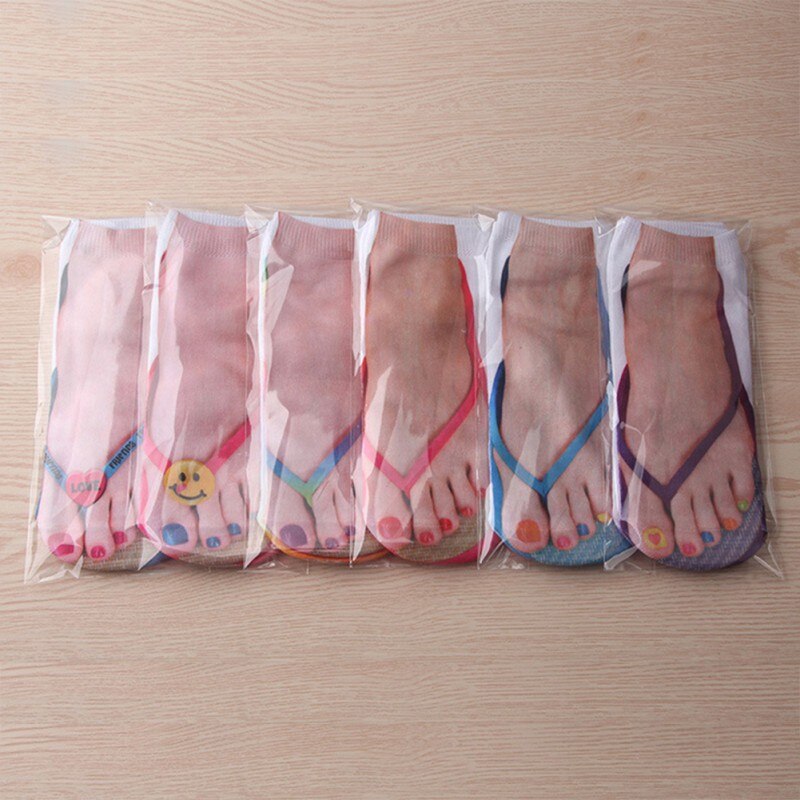 3D mujeres impresas chanclas calcetines lindos pies divertidos calcetines zapatillas Camping al aire libre senderismo calcetines cómodos