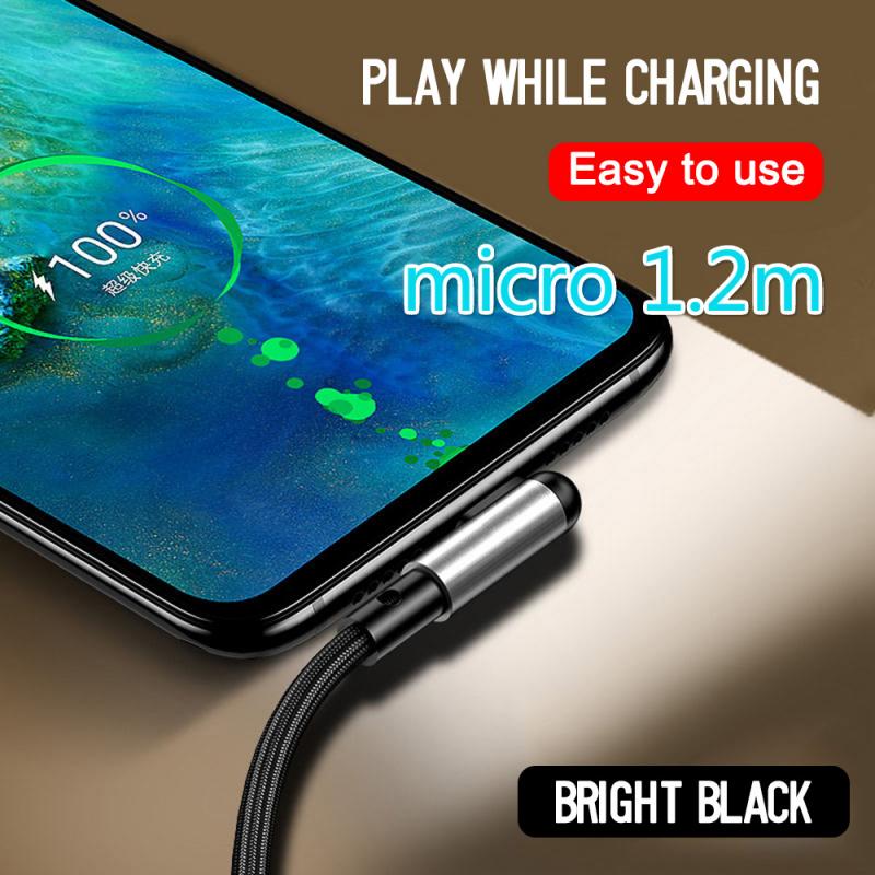 Câble Micro USB 5A de Type C, coudé à 90 degrés, charge Super rapide, pour Huawei P40 Mate 30 Pro Samsung S7 Xiaomi Redmi: Micro USB Black