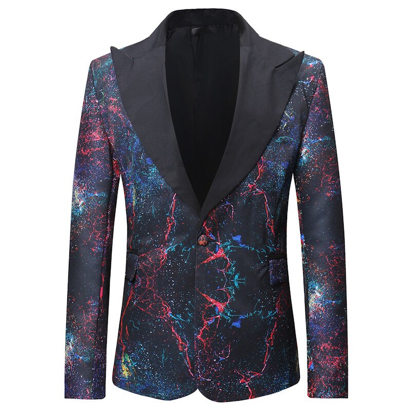 men's wear print casual one-button men's suits Business Casual Slim Suit Sets Wedding formal dress Blazer: L