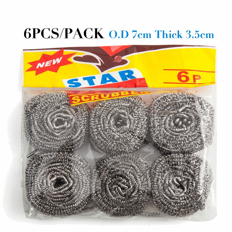 6pcs/pack Stainless Steel Scrubbers Kitchen Cutlery Washing Brush Durable Household Cleaning Tools Kitchen Accessories