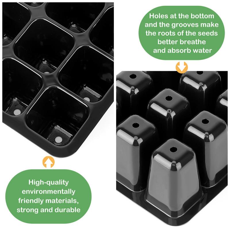 Garden Seedling Planting Pot And Flower Trough 12 Grid Seed Starter Tray Set Reusable Transparent Germination Box Nursery Pot