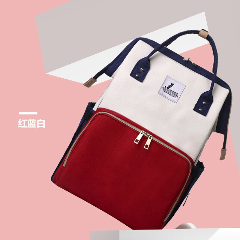 Multifunctionele Grote Capaciteit Rugzak Licht Moeder Tas Beginnende Moeder Tas Zwangere Vrouw Zorg Waterdichte Tas: Red White And Blue