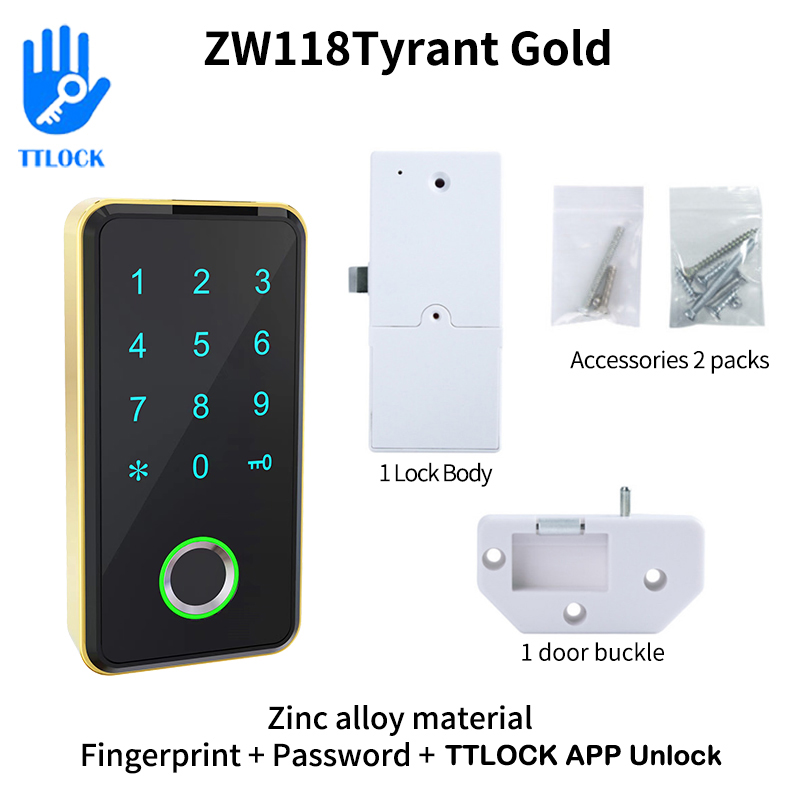 TTLOCK 13,56 Mhz RFID Digitale Schublade Schloss Für Spa Schwimmbad Fitnessstudio Elektronische Schrank sperren Biometrische Elektronische Schloss: ZW118 Gold