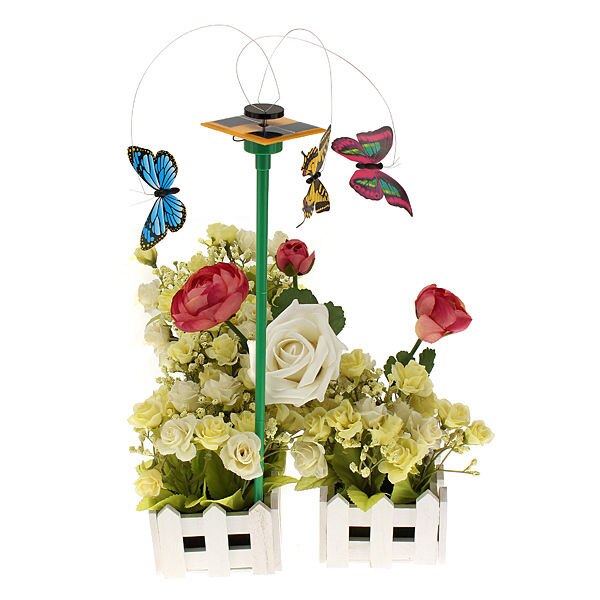 Abwe Beste Zonne-energie 3Pcs Dancing Vliegende Vlinder Met Stok Voor Tuin Yard Plant Decor