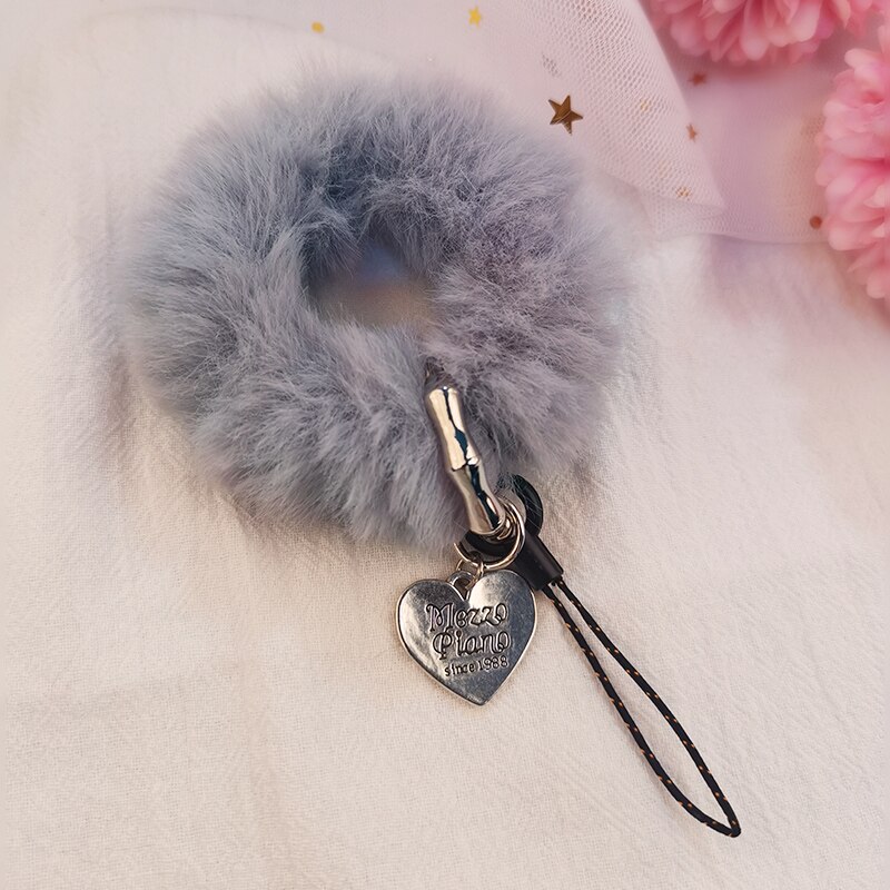 Mobile phone lanyard ladies plush hair tie trend cute For iPhone Samsung mobile phone chain with key ring Universal lanyard: 03