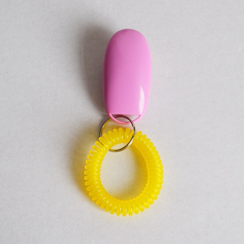 5pcs Pet Cat Dog Training Clicker Portable Dog Button Clicker Sound Trainer Pet Train Tool Wrist Strap Key Chain Accessory: Pink