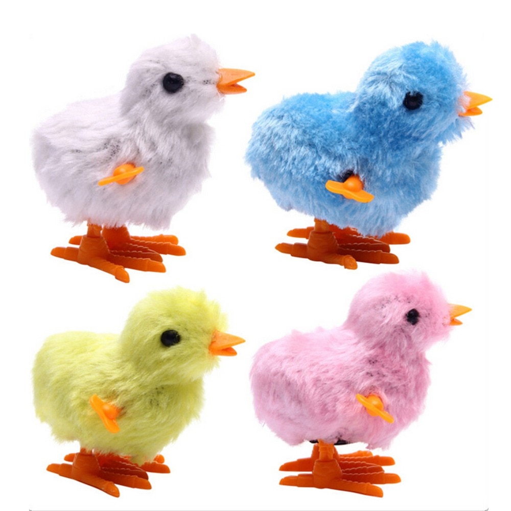 Lovely Funny Cartoon Chick Wind Up Clockwork Toys Kids Plush Wind-up Walking Toys Baby Toys Random Color