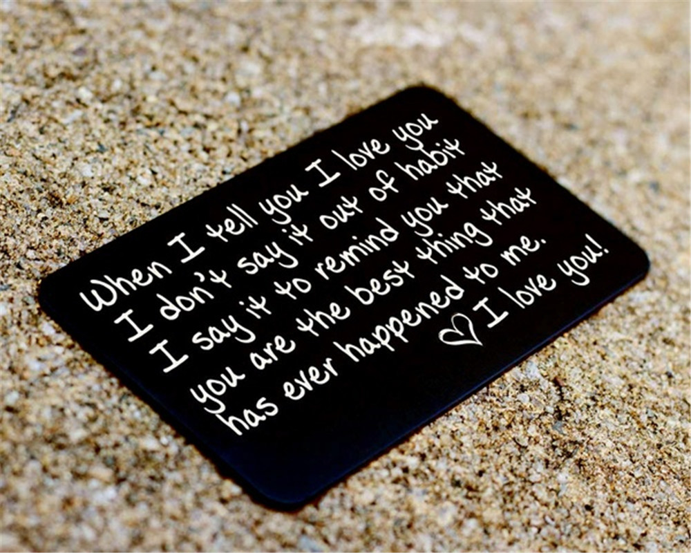 Year Love Note Boyfriend Engraved Wallet Cards Inserts Anniversary party favors Christmas for Husband Men