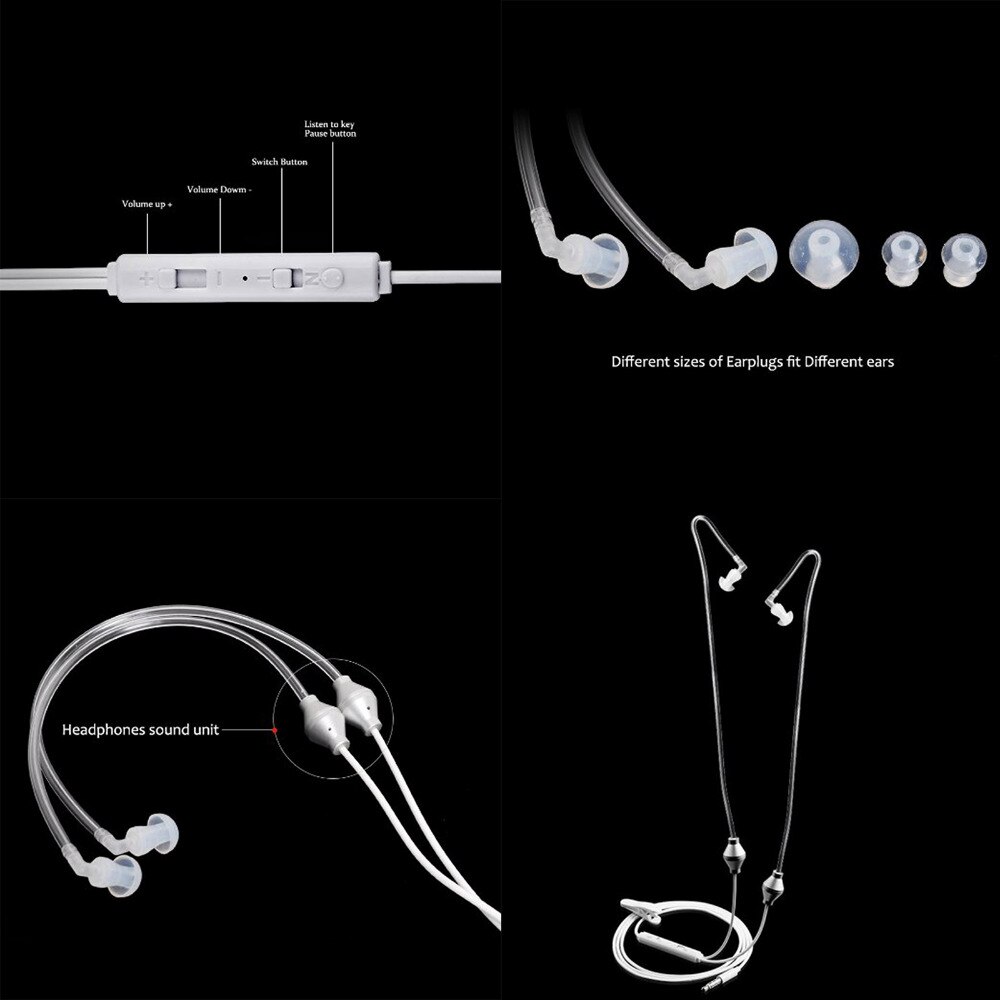 Anti-Radiation Earphones Binaural Universal 3.5mm Noise Cancelling Air Tube Acoustic Earbuds Microphone