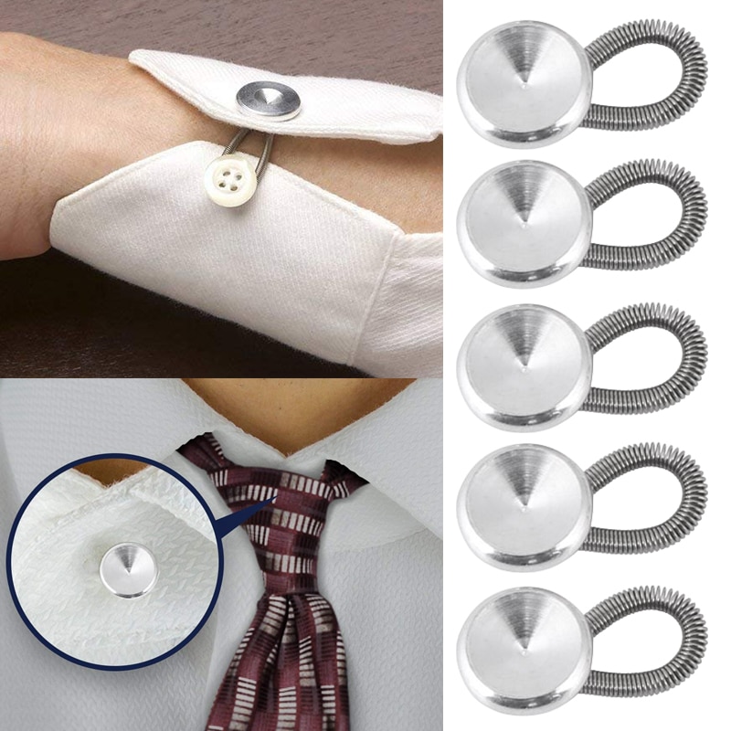 6 Stks/partij Kraag Extenders Metalen Knoppen Jeans Broek Taille Stretch Shirt Suit Tie Hals Expanders Flexibele Lock Verlengen Gesp