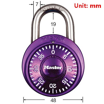 Master Lock Security Metal Lock Cabinet Luggage Padlock Combination Smart Password Lock Bag Suitcase Carousel Gym Locker locks: 1530 big purple