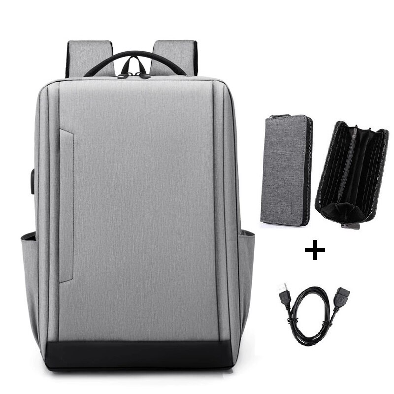 Men's backpack 15.6 Inch Laptop Backpacks Business Notebook Mochila Waterproof Back Pack USB Charging Travel Bags student bag: Set 14