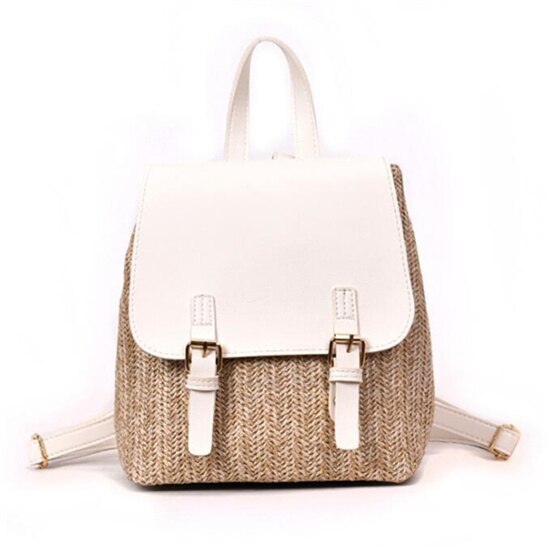 bolsos de paja para mujer, bolso de mimbre de verano hecho a mano, bolsos de playa tejidos, tipo bandolera bolso de hombro, bolso bohemio para chicas, bolso de viaje Bali: Style 3-White