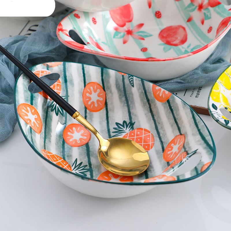 Vajilla de cerámica de estilo japonés para hornear, plato de horno para el hogar, , para fruta, queso, arroz al horno, Pan