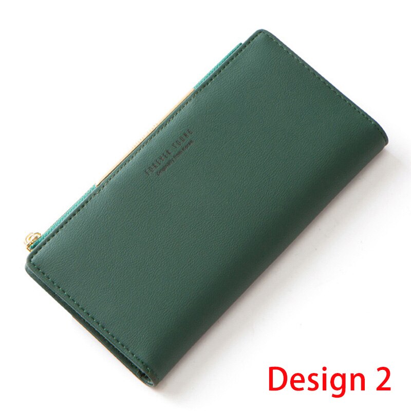 Brand Trifold Women Wallets Card Holder Large Capacity Purse Soft Leather Long Wallet Clutch Phone Pocket Carteira: Design 2 Green