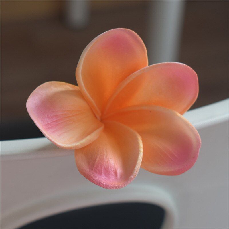 Black Plumerias Natural Real Touch frangipani Flower heads for cake Toppers, Wedding Decorations Artificial Flowers Head flowers: lt coral orange