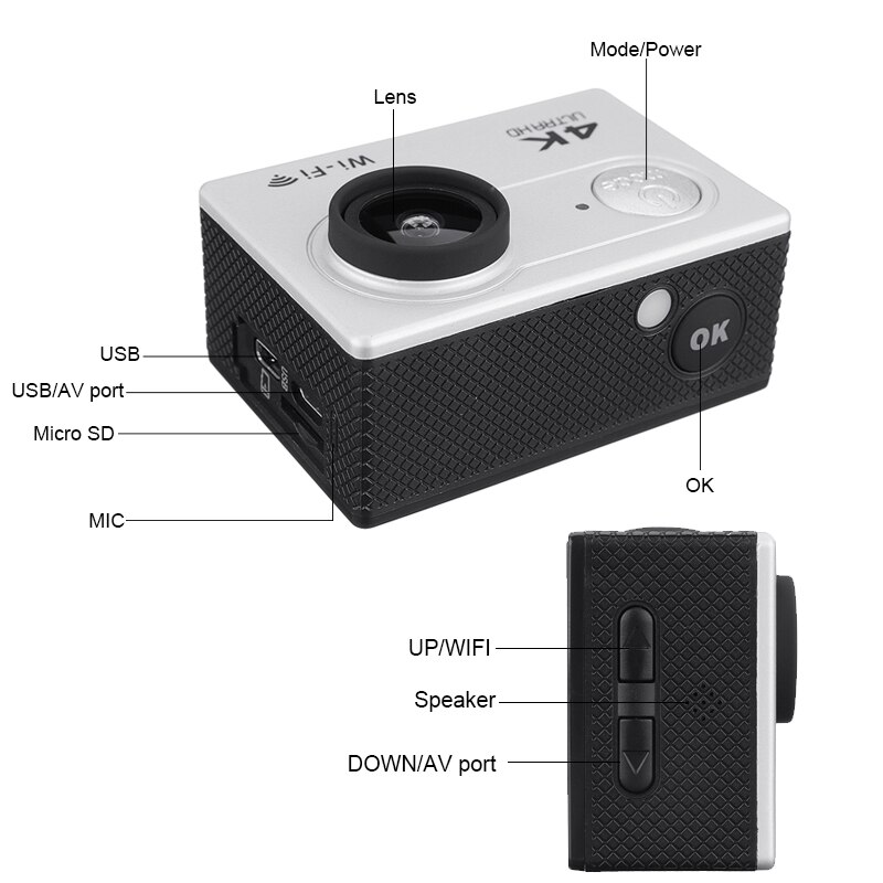 Aktion Kamera Wasserdicht 4K 1080P 2,0 LCD HD Bildschirm WiFi 30M 170D DVR Nocken Unterwasser Camcorder Video Sport