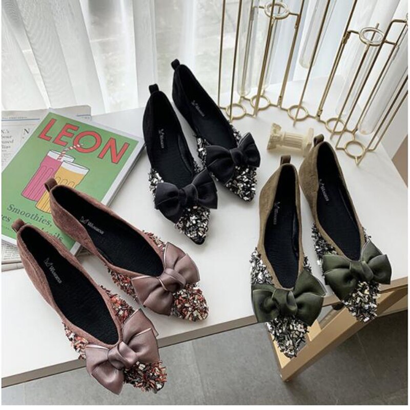 Femmes chaussures femme unique pompe chaussures Sequin Bow chaussures été confortable respirant chaussures D05