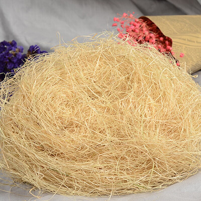 Caja de embalaje de yute de rafia Natural, Material de embalaje de dulces de boda, relleno de papel arrugado triturado, decoración de caja de , 30g