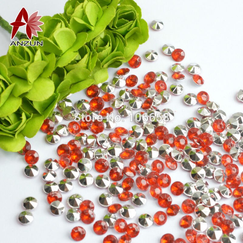 1000 st 4.5 mm bröllopsfest dekoration diamant konfetti bord scatters dekoration akryl kristaller blå med silver: Silverröd