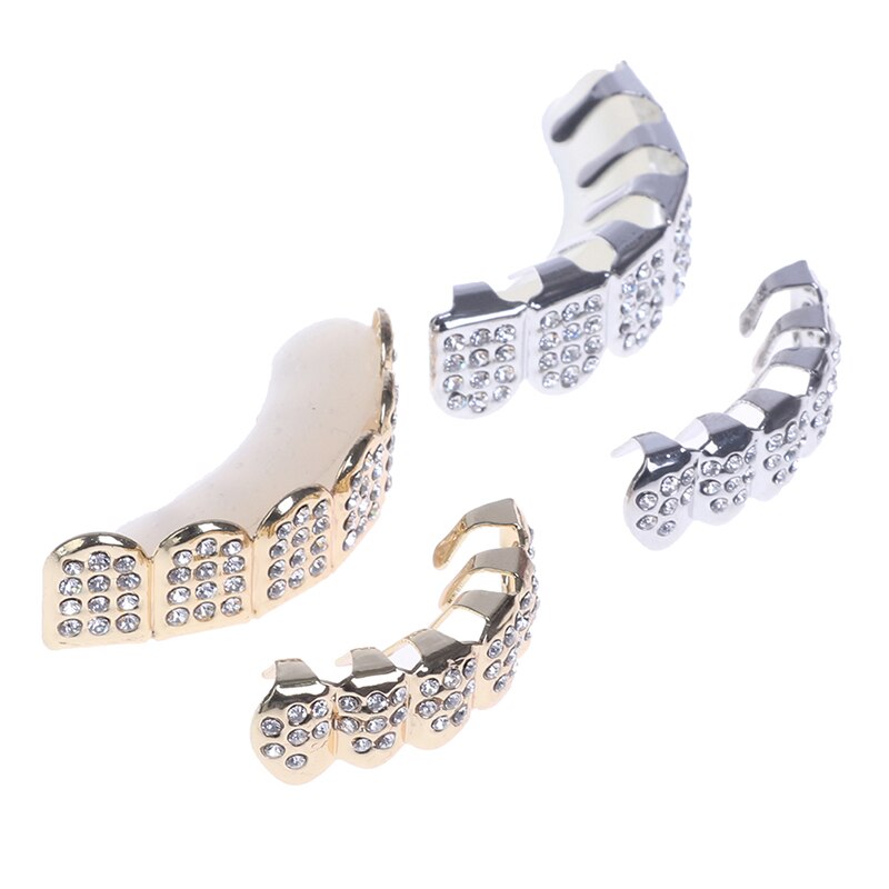 1 pçs/1 conjunto de moda dentes topo inferior decoração masculino feminino jóias à moda e luxo presente idéia para amigos dentes diamante jóias