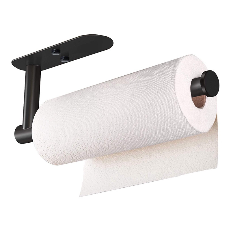 Paper Towel Holder Under Cabinet Wall Mount for Kitchen Paper Towel Adhesive Black Paper Towel Roll Holder Stick to Wall