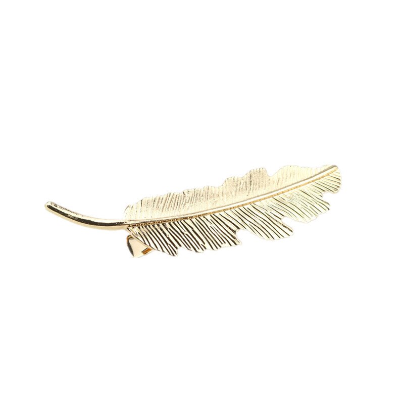 Mode Vrouwen Meisjes Goud Zilver Leaf Veer Haar Clip Haarspelden Meisjes Hoofddeksels Barrette Bobby Pin Festival Haaraccessoires: Goud