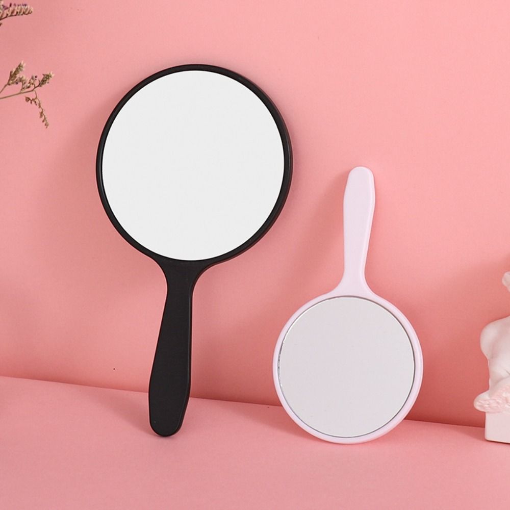 DIY Makeup Mirror Cute With Handle Small Round Handheld Mirror Handheld Anti-fall Portable Mirror Home