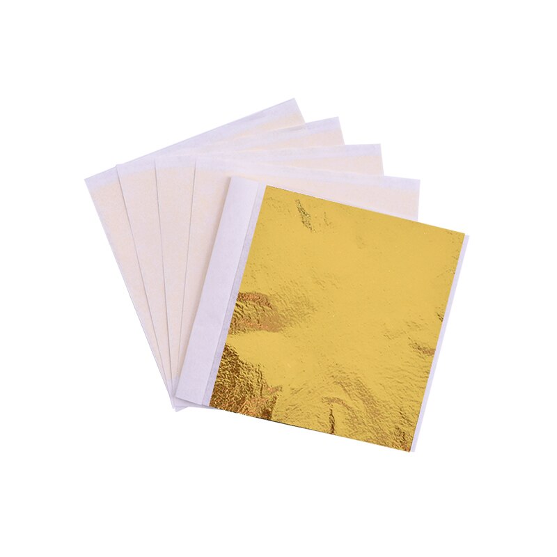 100 pçs 8x8.5cm arte artesanato papel imitação de ouro tira folhas folha cobre folhas folha papel para dourado diy artesanato decoração: gold