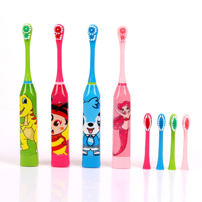Children Electric Toothbrush Cartoon Pattern Double-sided Tooth Brush Electric Teeth Brush for Kids with 2pcs Replacement Head