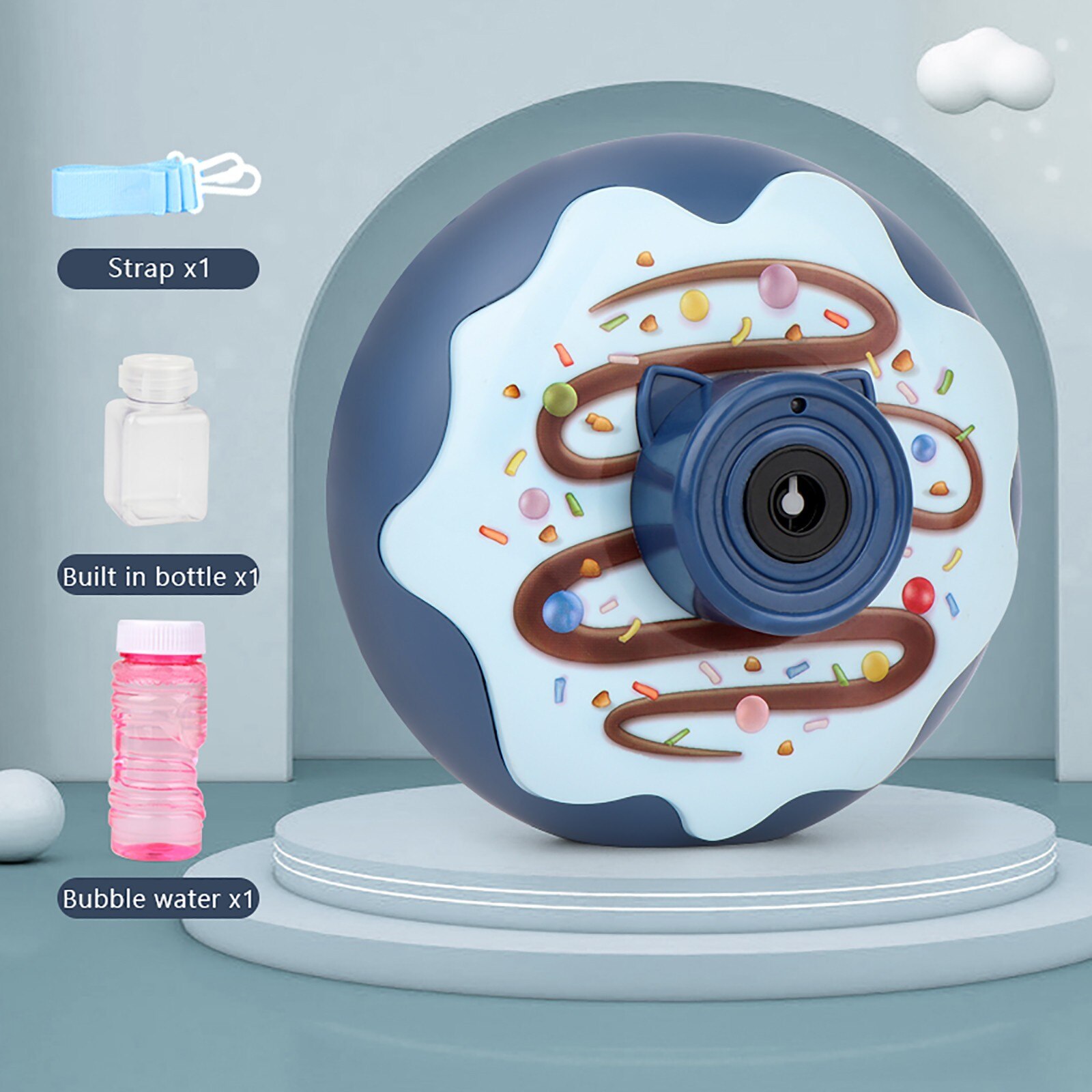 Kinderen Speelgoed Lichte Muziek Donut Bubble Camera Een-Knop Automatische Zeep Bubble Generator Hobby Verjaardag Speelgoed Voor Kinderen