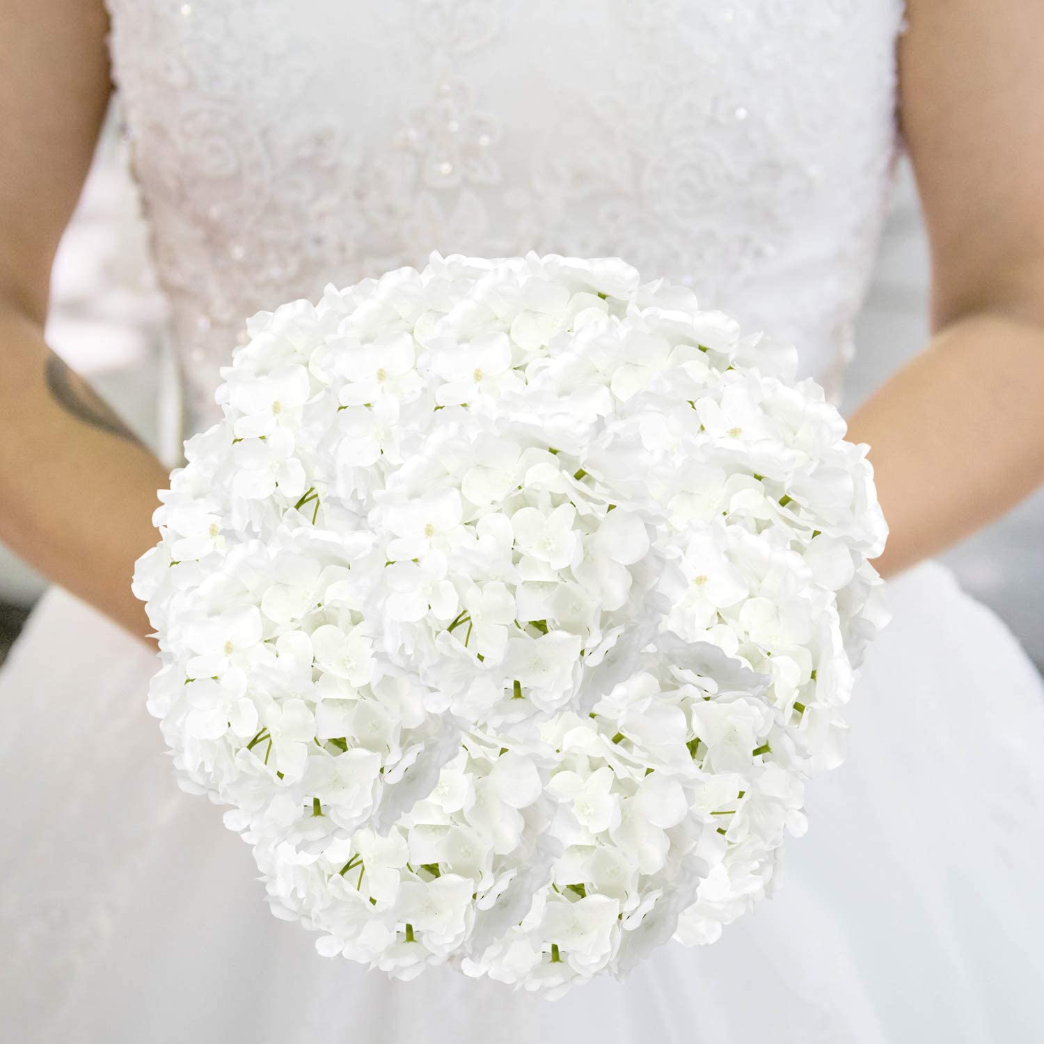 Zijde Hortensia Hoofden Kunstmatige Bloemen Boeket Met Stengels Voor Thuis Bruiloft Decoratie 10Pcs