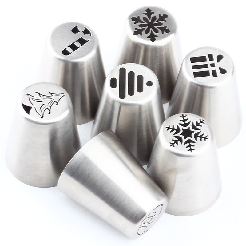 Kerst 8 Pcs Icing Rvs Piping Tips Russische Pastry Nozzles Gebak Bakken Zoetwaren Cake Decoratie Cookie Gereedschap