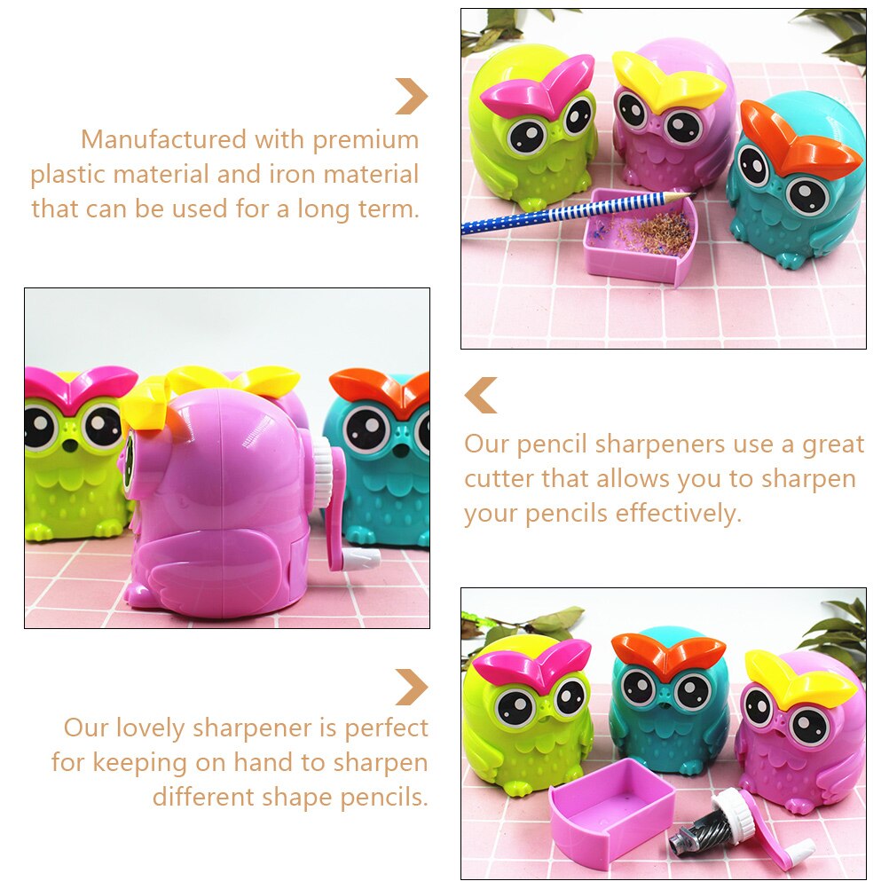 Owl-shaped Manual Pencil Sharpener Cartoon Kids Pencil Sharpener (Random Color)