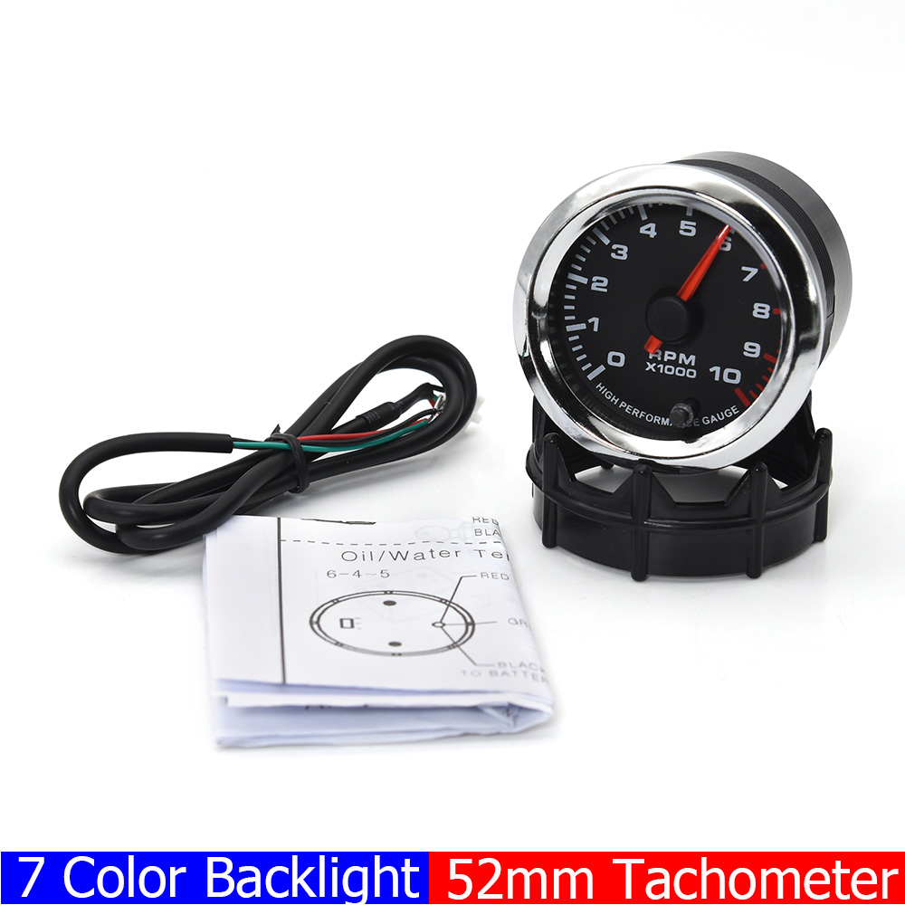0-10000 RPM Drehzahlmesser 52mm Tacho Messgerät Digital LCD 7 Farbe LED Hintergrundbeleuchtung Tachometer Meter passen Für 4 6 8 zylinder tacho