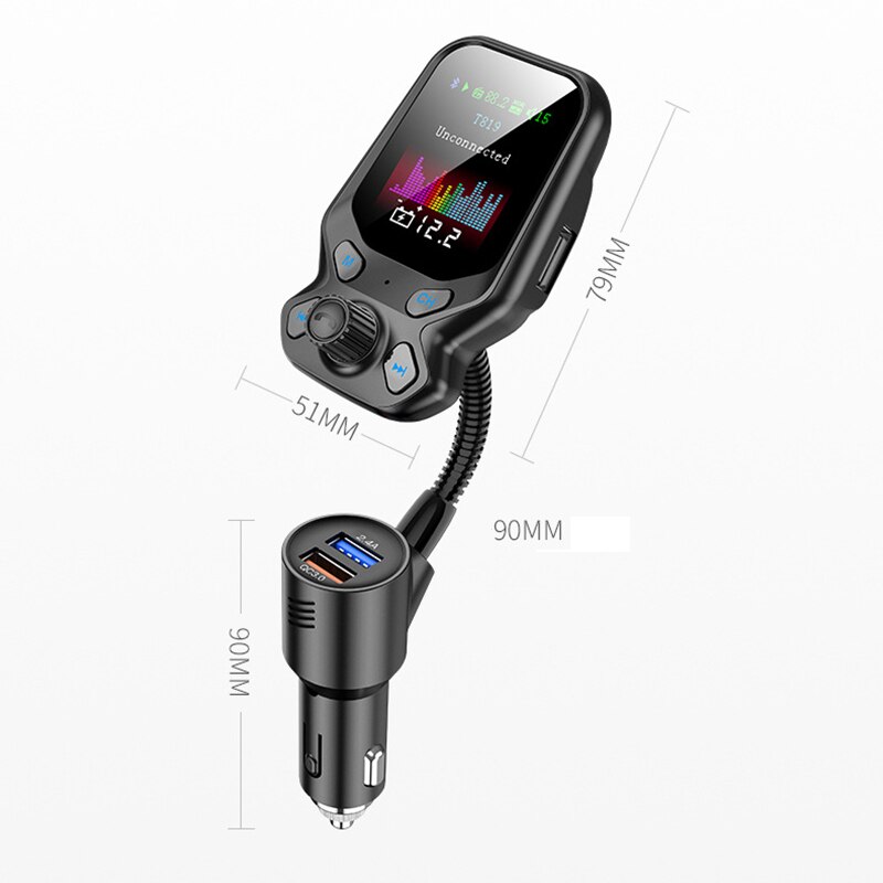 Bluetooth 5.0 Fm Transmitter Car Kit 1.77In Scherm Draadloze Fm Radio MP3 Speler Adapter Aux U Disk Tf Card Mp3