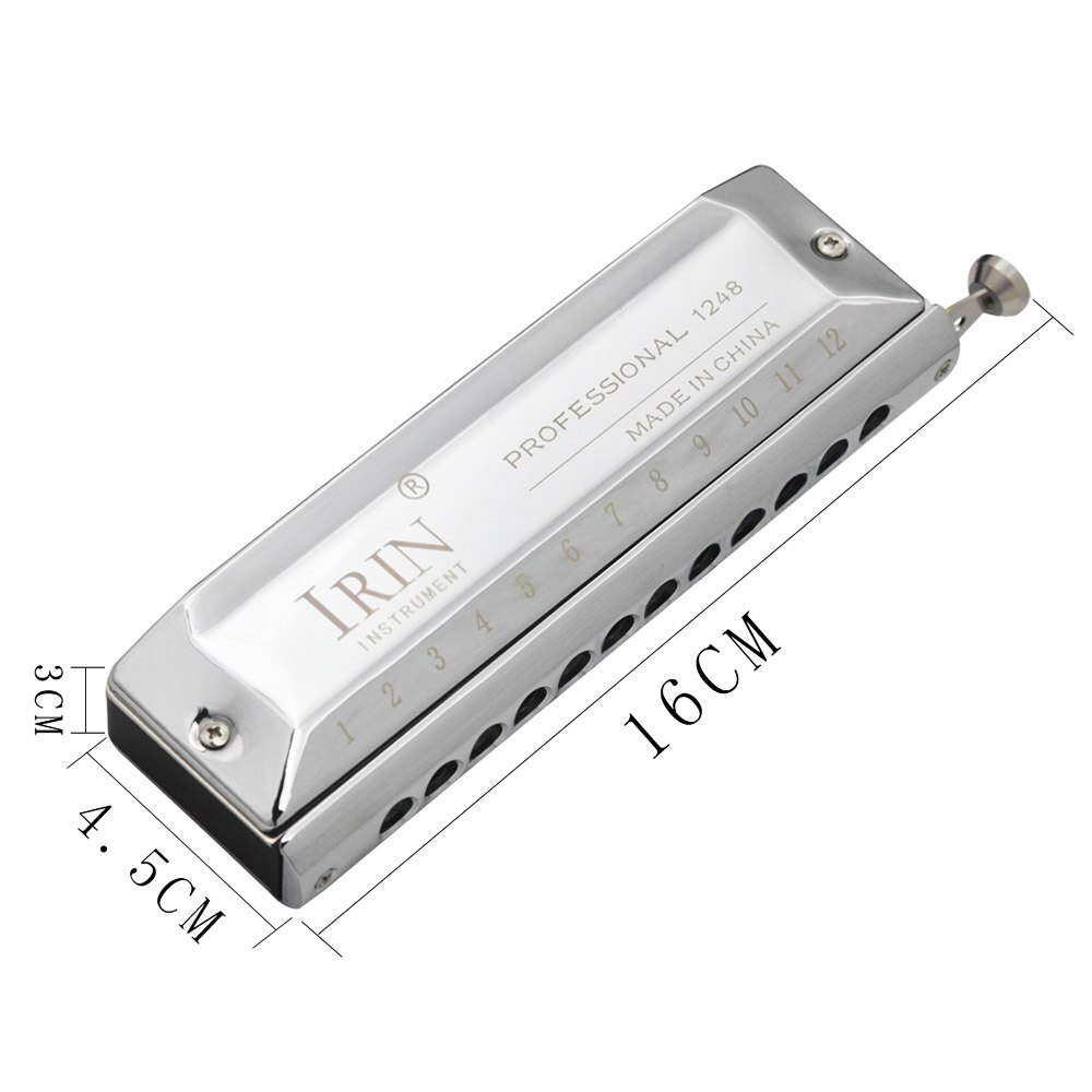 12 hål 48 toner kromatisk munspel mun orgel nyckel med rengöringsduk förvaringslåda för nybörjare vuxna